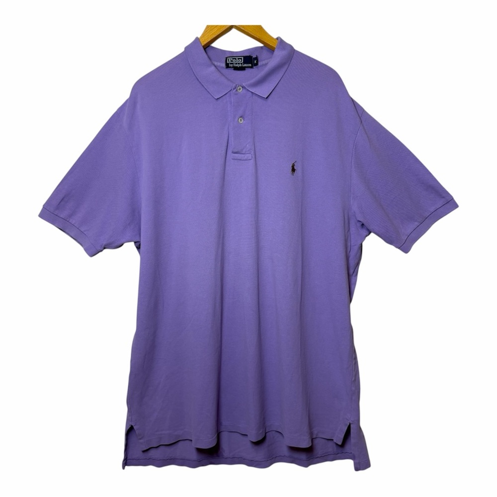 Polo Ralph Lauren Men's XXL Purple Short Sleeve Polo Shirt Brown Pony Logo 2XL - Picture 9 of 9